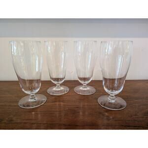 4 Vintage Crystal Stemmed Pilsner / Iced Tea Glasses – Elegant Clear Barware
